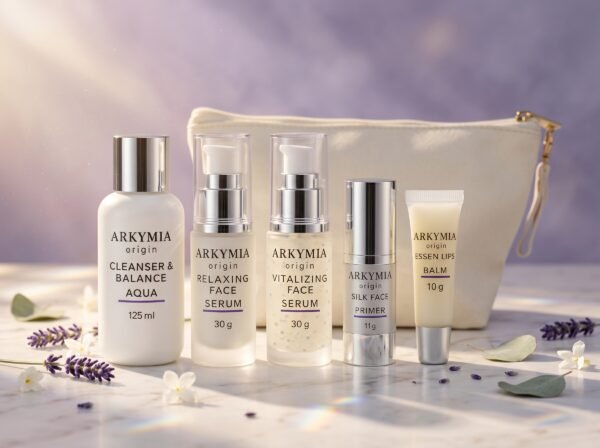 Set Facial Arkymia Origin – Rutina Completa 5 Piezas + Cosmetiquera