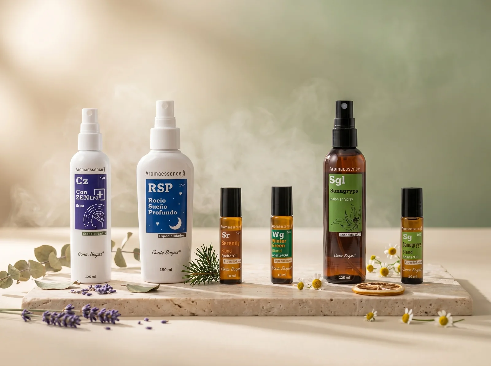 Productos Aromaessence para el estrés y el bienestar Conie Bogart
